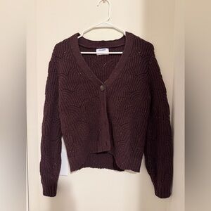 Old Navy Cropped Knit Cardigan Sweater XS Brown Button Front